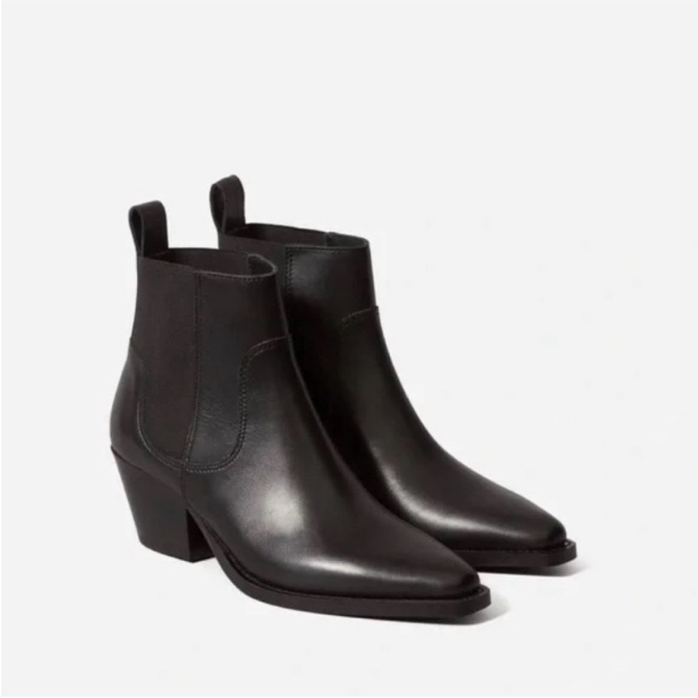 NEW EVERLANE The Black Western Boot Black Size 6.5 Coastal Cowgirl Minimalist